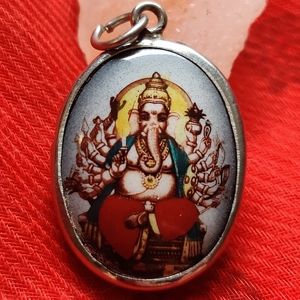 Elephant Buddha Ganesh Namaste Silver Necklace